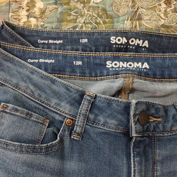 2 Pairs Sonoma Curvy Straight High Waist Jeans Size 12 - Picture 3 of 4